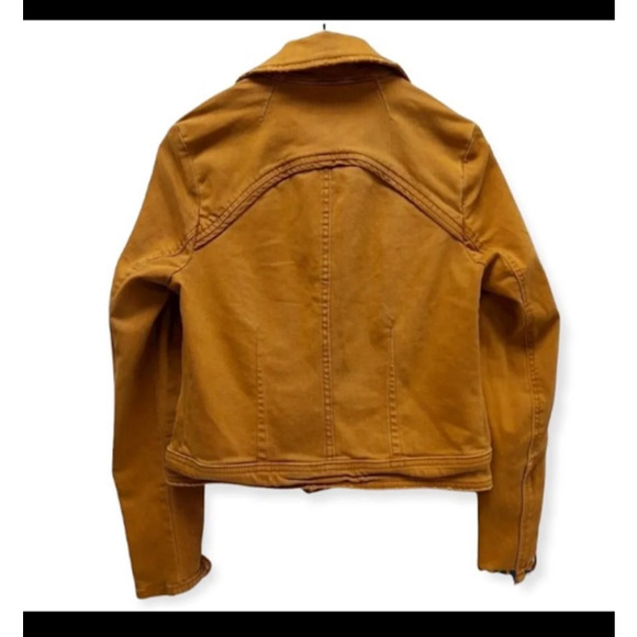 FREE PEOPLE Vintage Distressed Jacket Jean Jacket Lace Up Sleeves size M NWOT - Picture 11 of 13